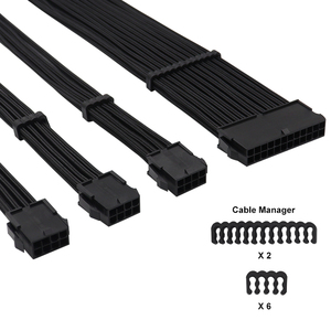Black Sleeved PSU Extension Kit 32cm ATX 24-Pin EPS 8P CPU 4+4P PCI-E 6+2P GPU Cable for <b>Computer</b> Accessories Sleeved Psu Extens - Product Image 3