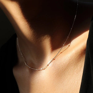 Canner — colliers superposées en argent sterling 925, chaîne en <span class=keywords><strong>or</strong></span> 14k pour femmes, bijoux, petite chaîne de boule - Product Image 2