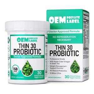 Suplementos Dietéticos Probióticos OEM con Vitaminas, Té Verde, Chile y Enzimas Digestivas para Mejorar la Densidad Ósea, 30 Cápsulas para Adultos, 2 por Día - Product Image 1