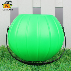 Cubo de Calabaza Fankasi, Decoración de Halloween de Plástico Verde, Contenedor de Dulces para Exteriores - Product Image 2
