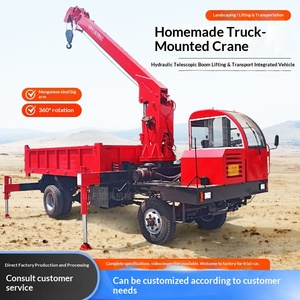 Grue sur camion, modèles de 3 et 5 tonnes, avec bras télescopique hydraulique ; également adaptée au travail paysager et au transport de sable et de terre ; - Product Image 2