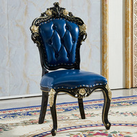 Chaises de salle à manger classiques européennes, chaises en bois massif sculptées royales, chaises en cuir pour hôtels, salons