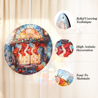 Attrape-soleil de Noël Art Déco en vitrail 16 cm, décoration suspendue pour fenêtre, oiseaux en verre et cristal couleur personnalisée