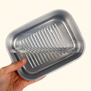 316L Stainless Steel Food Storage <b>Container</b> Rectangle Silicone Lid Travel Bento Box Hot Pot Preparation Tray - Product Image 1