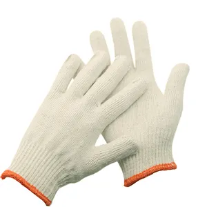Gants à main tricotés en coton beige de construction respirante durable Gants de travail antidérapants épaissis de sécurité