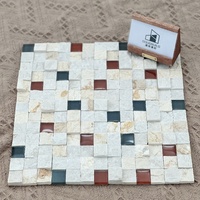 Mosaïque de carreaux de marbre naturel beige à jet d'eau coloré, style parquet, pour crédence de cuisine de villa, salle de bain, style métro, rustique, unique et irrégulier