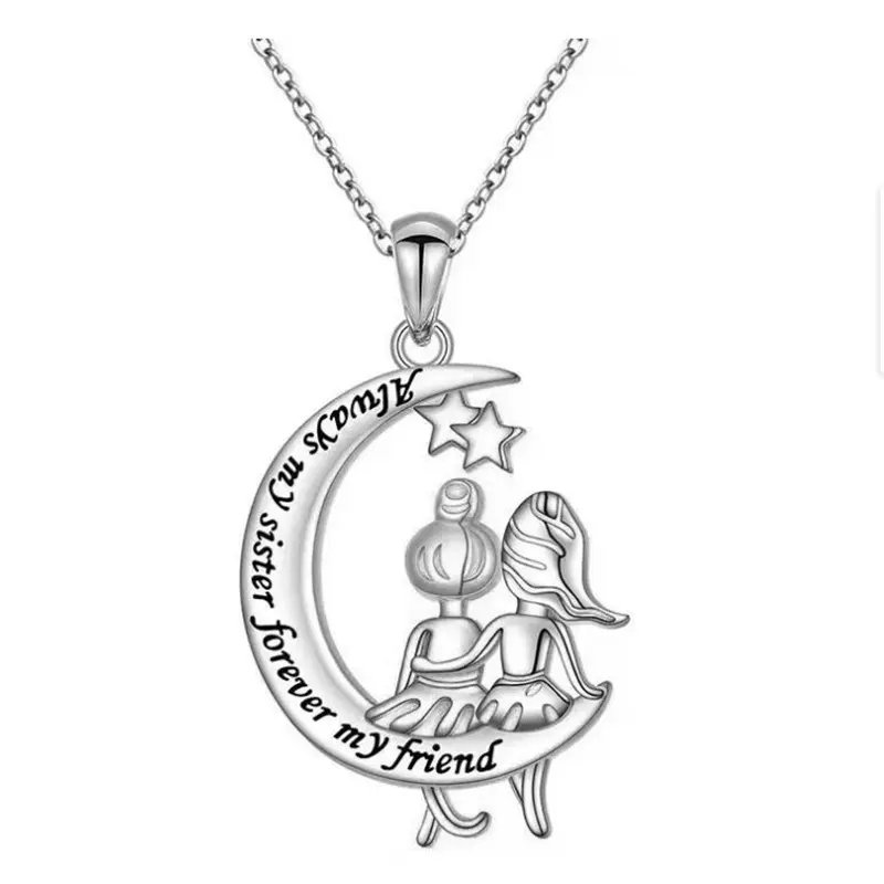 Collana di moda creativa donna bambini migliori amici collana personalizzata con lettera luna ciondolo gioielli festa della mamma regalo di compleanno