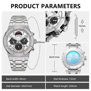 고품질 맞춤형 남성용 스테인리스 스틸 사파이어 케이스 다이얼 글라스 자동 손목시계, 럭셔리 도매 기계식 시계 - Product Image 6