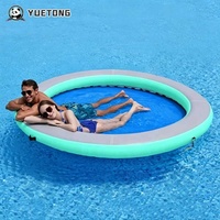 Plateforme flottante gonflable ronde en maille pour bain de soleil, hamac aquatique, île flottante pour lac, ponton gonflable pour plage privée et complexe hôtelier