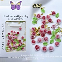 Breloques 3D en résine pour nail art, fleur de rose, bijoux en strass, accessoires de manucure en cristal et diamant, autocollants et décalcomanies pour ongles