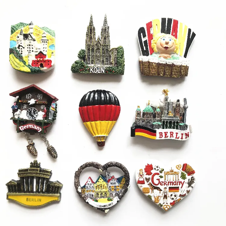 Groothandel Duitsland Frankrijk Italië 3D Printing Resin Magneet Toeristische Souvenir Custom World City Polyresin Koelkast Magneet