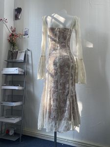 OUDINA Nuovo <span class=keywords><strong>Abito</strong></span> <span class=keywords><strong>Lungo</strong></span> Elegante <span class=keywords><strong>in</strong></span> <span class=keywords><strong>Pizzo</strong></span> <span class=keywords><strong>con</strong></span> <span class=keywords><strong>Maniche</strong></span> Lunghe e Schiena Scoperta, Vestito Formale Casual per Donne - Product Image 6
