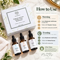 Ensemble de Sérums Fermentés à l'Acide Hyaluronique, Vitamine C et Rétinol – Hydratant, Éclaircissant, Anti-Âge, Réparateur Rides, Raffermissant – Soin Visage