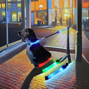 <span class=keywords><strong>Collar</strong></span> de perro LED de silicona de lujo con patrón sólido intermitente noche caminar seguridad cachorro plomo para perros pequeños - Product Image 3