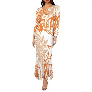 뜨거운 판매 1 MOQ 크루 넥 긴 소매 가을 여성 맥시 fishtail 드레스 패션 bodycon 섹시한 폴리네시아 인어 드레스 댄스 파티
