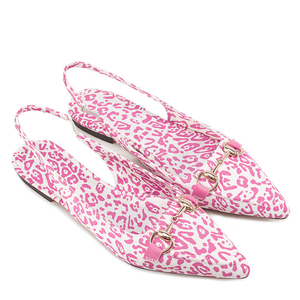 Sandales plates à bout pointu pour femmes, grande taille 45, imprimé léopard, à bride arrière, coupe large, ornements métalliques - Product Image 5
