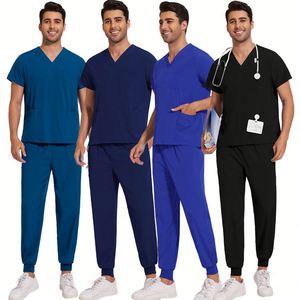 Ensemble d'uniformes médicaux extensibles et respirants pour femmes, manches courtes, coupe droite, en polyester et élasthanne - Product Image 3
