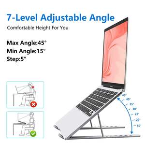 Compatible avec MacBook pour une utilisation de bureau Support d'<span class=keywords><strong>ordinateur</strong></span> <span class=keywords><strong>portable</strong></span> en aluminium pliable à 7 niveaux Support métallique <span class=keywords><strong>portable</strong></span> 18 pouces - Product Image 4