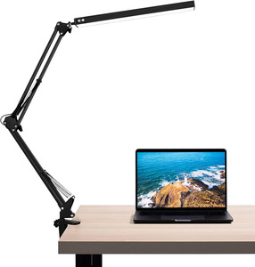 Lampe de bureau moderne à bras articulé 12,5 W DC USB avec pince en alliage, éclairage LED protecteur des yeux, abat-jour <span class=keywords><strong>blanc</strong></span> pour salle de lecture, en métal - Product Image 1