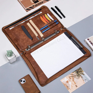 Cá nhân cổ điển da tốt nghiệp Quà Tặng danh mục đầu tư <span class=keywords><strong>3</strong></span> vòng chất kết dính tùy chỉnh padfolio clipboard văn phòng A4 tài liệu tổ chức - Product Image 2
