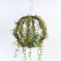 Planta Artificial Colgante con Bola de Césped, Decoración Ecológica de Alta Simulación para Hogar y Jardín, Decoración de Plástico