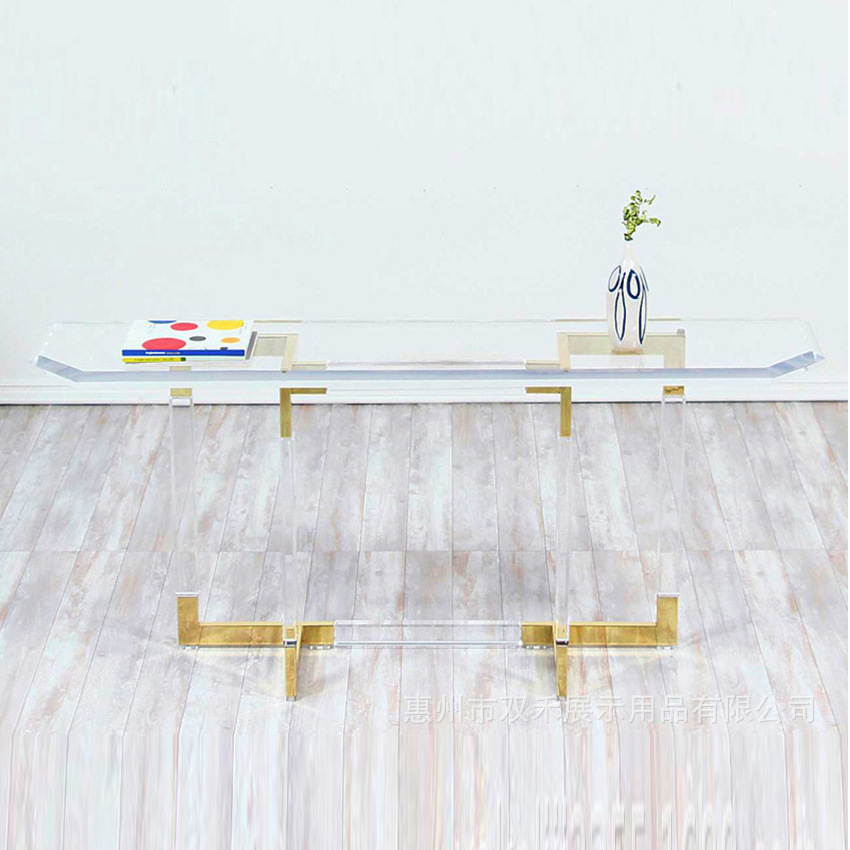 Mesa de oficina de cristal, escritorio ejecutivo de estudio acrílico, Simple, dorado, moderno, 140