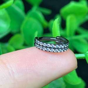 Anneau de nez pour enfants en titane G23, anneaux à bille articulés, 2 rangées de zircon pavé, <span class=keywords><strong>piercing</strong></span> latéral sans couture, cartilage, <span class=keywords><strong>tragus</strong></span>, hélix - Product Image 4