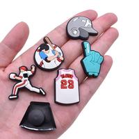 Dessin animé Baseball trou trou chaussures accessoire bricolage amovible PVC souple caoutchouc fleur sabot breloque chaussure boucle accessoires décoratifs