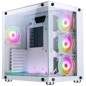 Caja de Vidrio Blanca y Morada para <span class=keywords><strong>PC</strong></span>, Gabinete de Juegos para Computadora de Escritorio con Vidrio con Impresión Blanca - Product Image 6