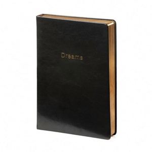 Custom A5 Black Leather Hardcover <b>Journal</b> 100 Sheets Gold Edge Thermal Binding with Custom Logo and Printing - Product Image 1