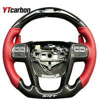 Volant de direction en cuir noir perforé avec fibre de carbone, personnalisé avec LED intelligentes violettes, modifié pour Chrysler 300, par YTcarbon Support.