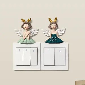 Souvenir gifts Creative cute angel girl 3D switch sticker socket decoration wall sticker refrigerator stickers