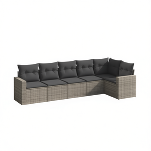 Garden Sofa Set Rattan Outdoor 6 Seater Contemporary Design Wicker <b>Frame</b> Dark <b>Grey</b> - Product Image 1