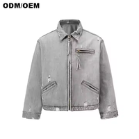 Vestes en toile denim sur mesure pour hommes, finition délavée à l'acide, poches à glissière pratiques en spandex de haute qualité pour l'hiver