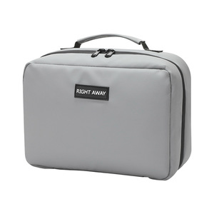Trousse de toilette Right Away, grande capacité, rectangulaire, en polyester, sac de voyage portable, noir et gris - Product Image 5