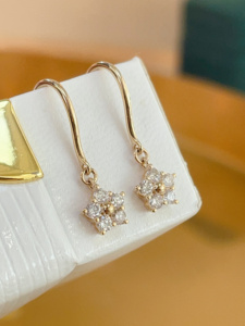 Pendientes de Diamantes Naturales de 0.26CT en Oro Real de 18K, Joyería Fina Au750 para Mujer, Gran Venta de Xinfly - Product Image 1