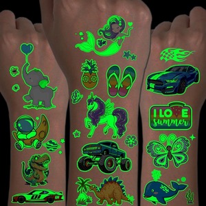 Tatouages temporaires personnalisés qui brillent dans le noir Autocollant de tatouage écologique pour accessoire de mode et art corporel - Product Image 4
