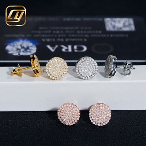 Boucles d'oreilles clous de luxe en moissanite plaqué or 18 carats, taille brillant rond, micro-pavé, forme boule, bijoux unisexe pour usage quotidien - Product Image 6