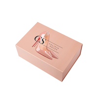 Maßgefertigte Luxuriöse Rosa Buchförmige Magnetische Schuhverpackungsbox mit Matter Laminierung Biologisch Abbaubare Starre Boxen