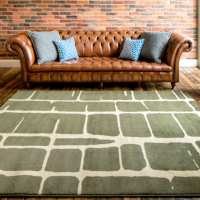 Factory Wholesale Modern Classic Green Fractured Design Washable Polyester Cut Loop Pile Home Hall Runner Rug