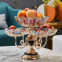 Chinese Stijl Huisdecoratie Nieuw Ontwerp Deluxe Exquise Elegante Fruit Snack Tray Bruiloft Cadeau Gouden Glasplaat