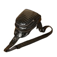 Tas dada pria bermotif buaya, tas selempang fashion kelas atas, tas dada outdoor multi-layer berkapasitas besar