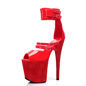 Sandali da donna <span class=keywords><strong>con</strong></span> plateau da 8 pollici, <span class=keywords><strong>tacco</strong></span> a spillo, fibbia rossa, glitter, <span class=keywords><strong>tacco</strong></span> avvolto in camoscio, sexy, fetish, gotico, punk, <span class=keywords><strong>con</strong></span> strass - Product Image 4