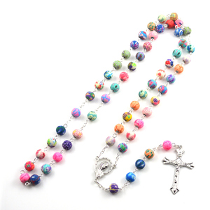 <span class=keywords><strong>Collier</strong></span> chapelet coloré <span class=keywords><strong>avec</strong></span> de belles perles en argile polymère Saints <span class=keywords><strong>Image</strong></span> connecteurs pour hommes femmes enfants utilisés dans l'église - Product Image 3