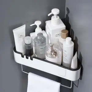 참깨 무료 샘플 홈 플라스틱 샤워 캐디 코너 펀치 프리 벽 욕실 코너 보관 선반
