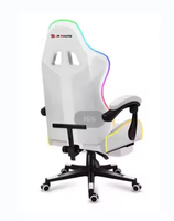 Chaise de jeu pivotante moderne en cuir PU avec éclairage RGB, couleur blanche, chaise de bureau pour ordinateur, vente en gros