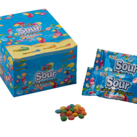 Groothandel Grappige Fruitige Import Veganistische Snoepjes Cadeau Snoep Voor Kinderen Topdoos Snoepjes Verpakking Kleur Zuur Snoep Taai Regenboog Snoep