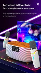 Inalámbrico colorido RGB Bluetooth AUX/TF Boombox con altavoces de micrófono de audio para canciones familiares al aire libre KTV BT <span class=keywords><strong>Karaoke</strong></span> altavoz Mic - Product Image 5