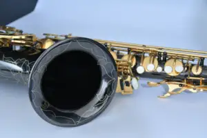 刻印フラワーデザインハイグレードブラック/ゴールド<span class=keywords><strong>B</strong></span>フラットテナーサックスケース付き - Product Image 5