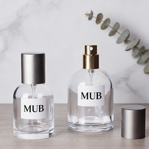 Flacon de <span class=keywords><strong>parfum</strong></span> vide MUB Lab 30ml 50ml 100ml, flacon de <span class=keywords><strong>parfum</strong></span> rond en verre à sertir avec vaporisateur et capuchon argenté - Product Image 2